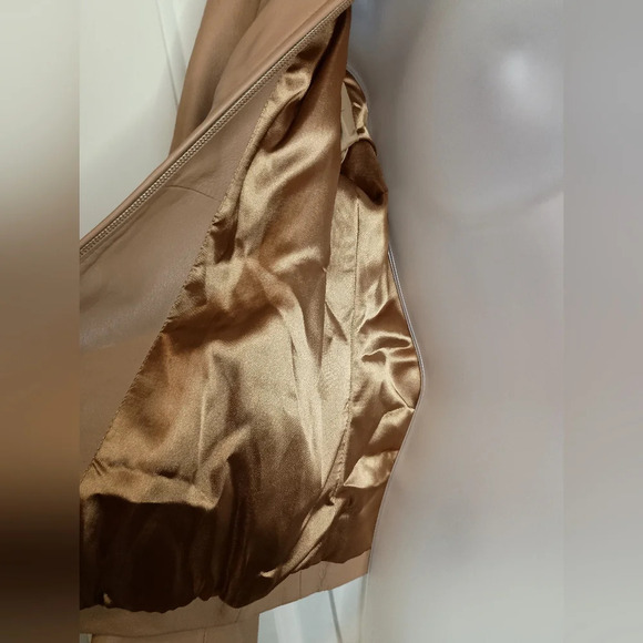 Light brown WILSONS biker preppy LEATHER PEELE STUDIO coat size small - Picture 5 of 11